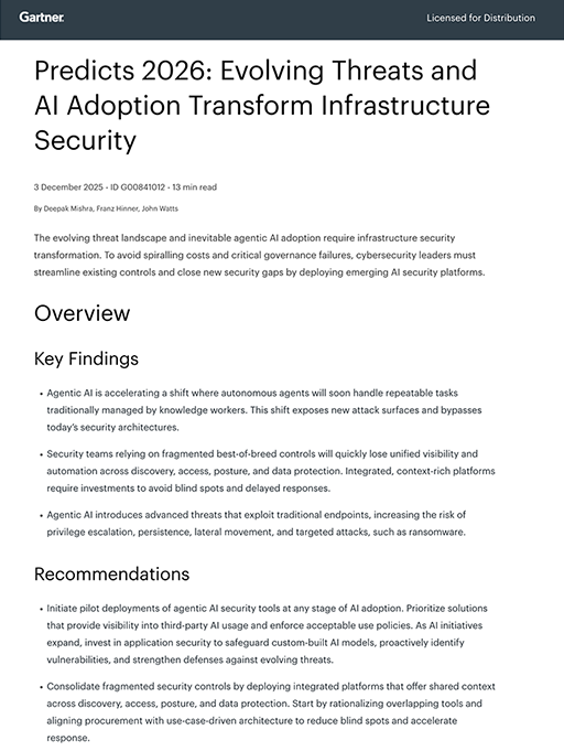 Gartner Predicts 2026: Evolving Threats and AI Adoption Transform Infrastructure Security